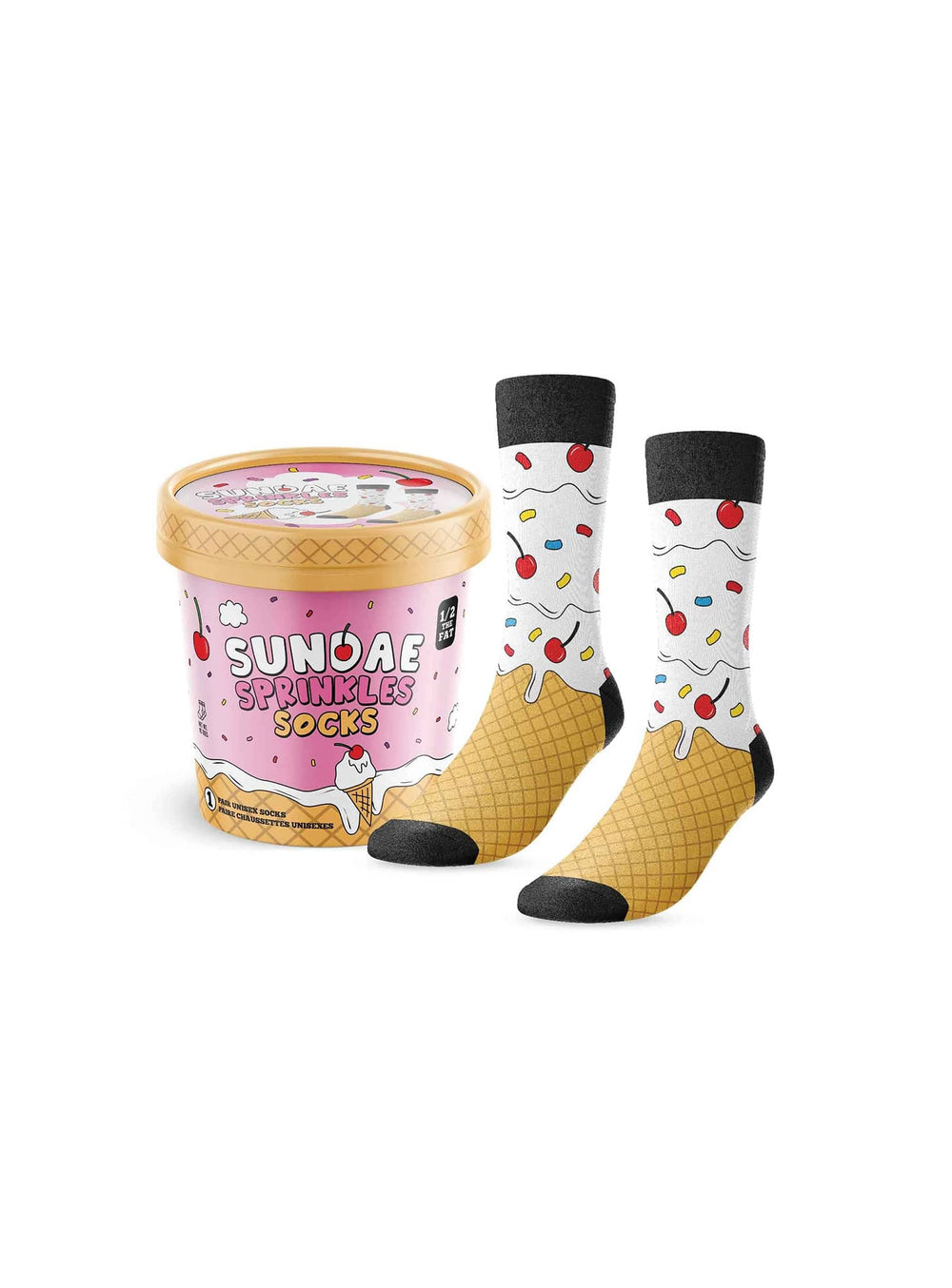 Bas Main and Local Crème glacée : chaussettes originales inspirées des saveurs cookie, menthe chocolat et sundae. sundae