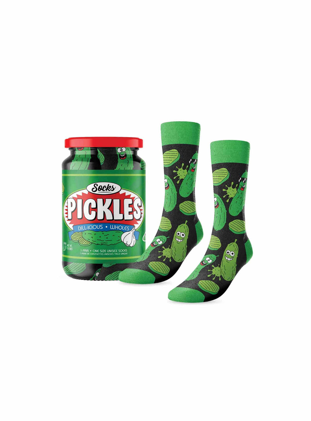 Bas Pickles de Main and Local avec motifs de cornichons, pour un look original et plein d'humour.