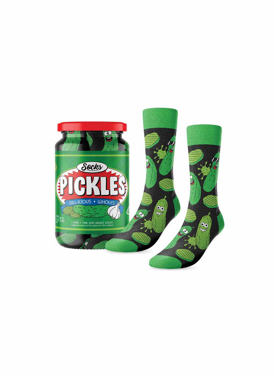 Bas Pickles de Main and Local avec motifs de cornichons, pour un look original et plein d'humour.