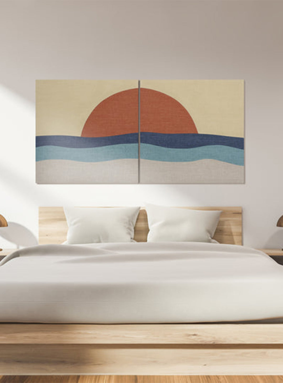 Marie Dooley California : toiles murales carrées en tissu Simon chiné.