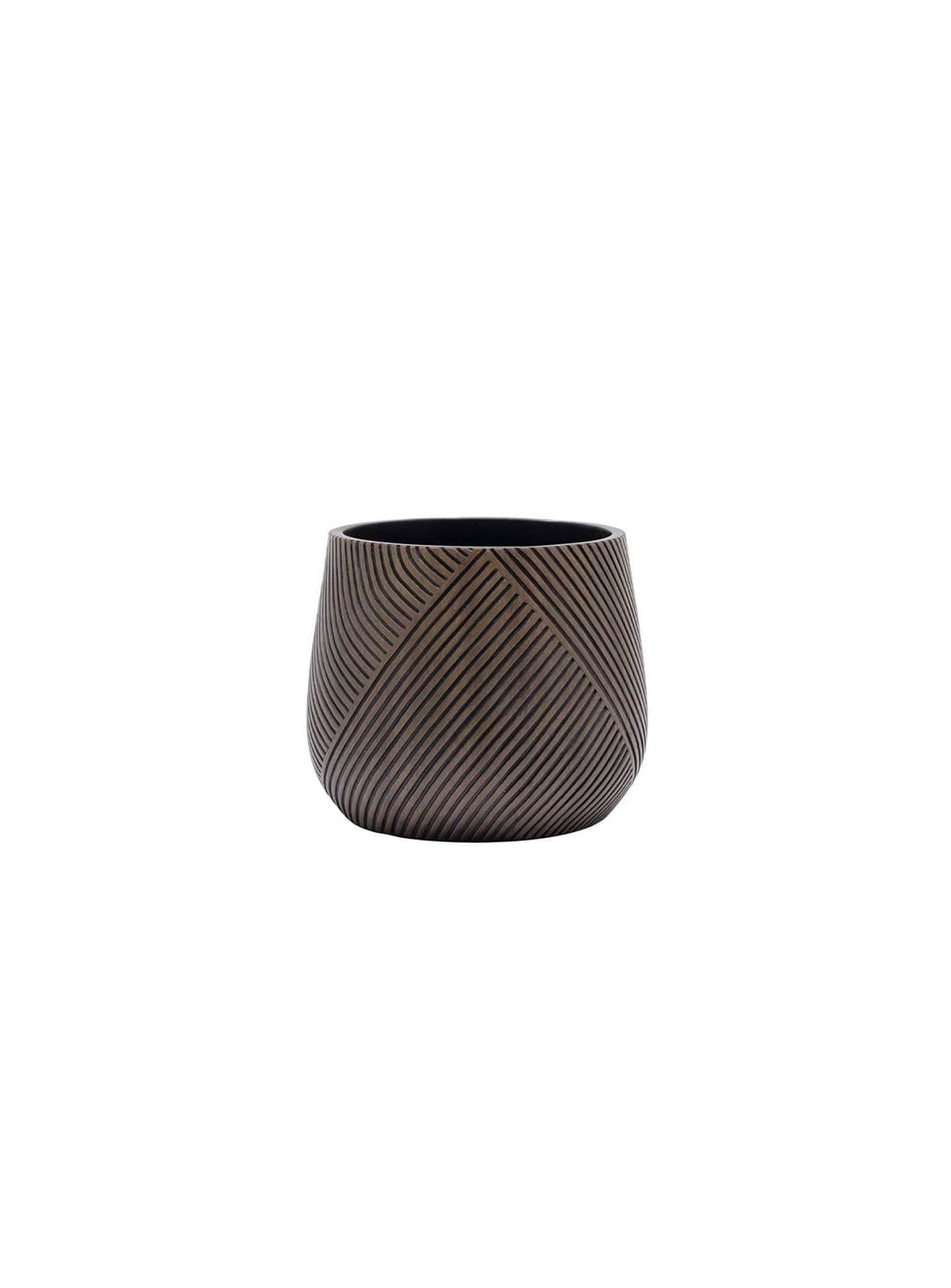 Cache-pot Meridian Meridian en résine, design sculpté et patine élégante pour intérieur soigné. brun foncé
