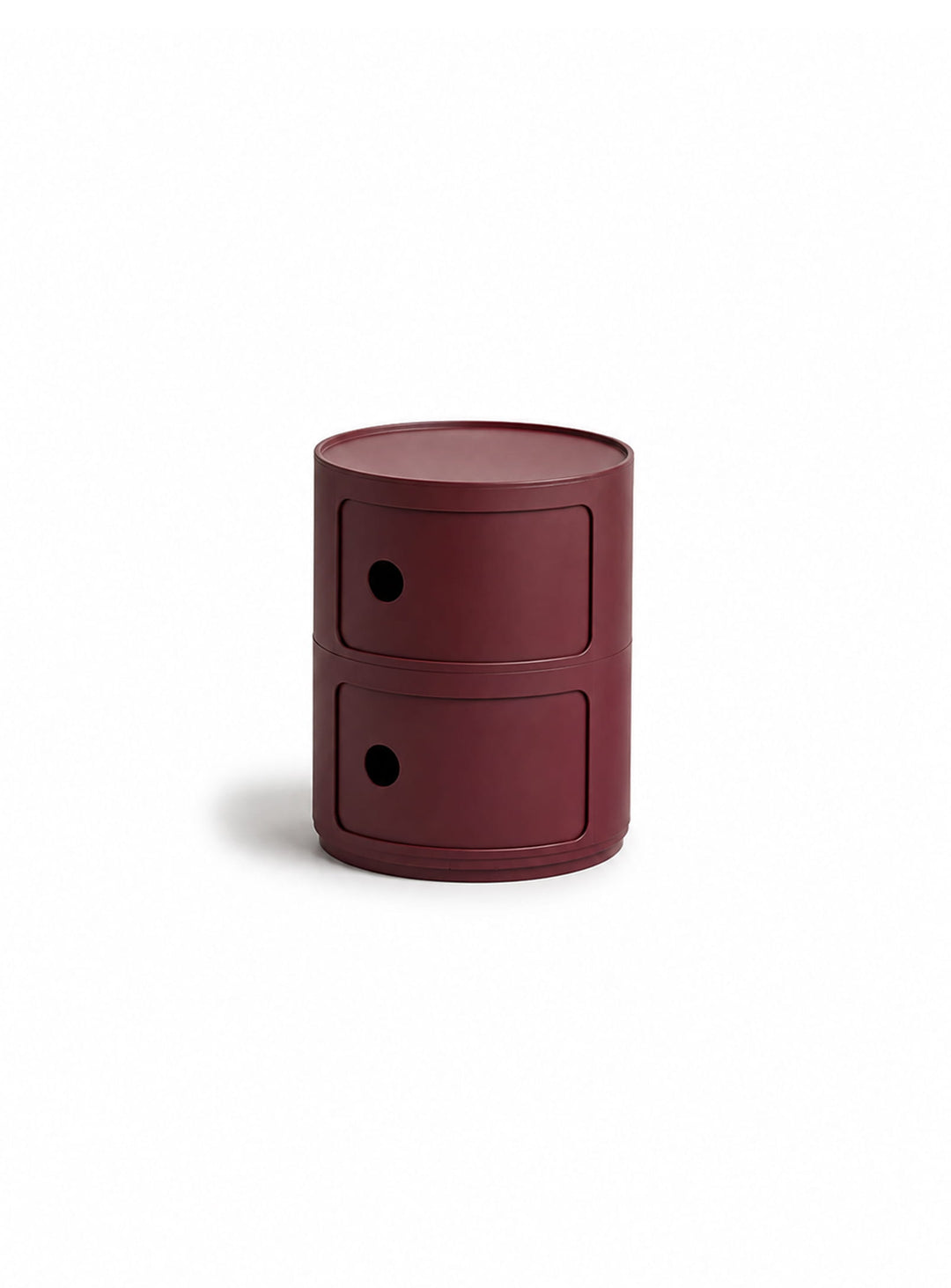La table d’appoint Moderno 2 combine deux espaces de rangement et un design compact et fonctionnel. rouge foncé