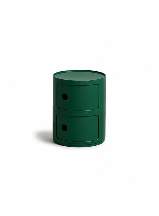 Table d’appoint Moderno 2 avec portes coulissantes, idéale pour ranger facilement les petits objets. vert foncé