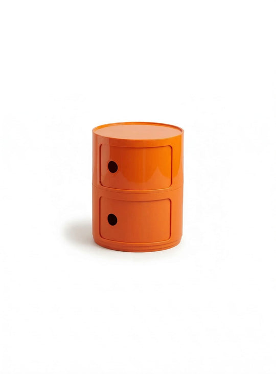 Table d’appoint Moderno 2 avec rangement et portes coulissantes. orange