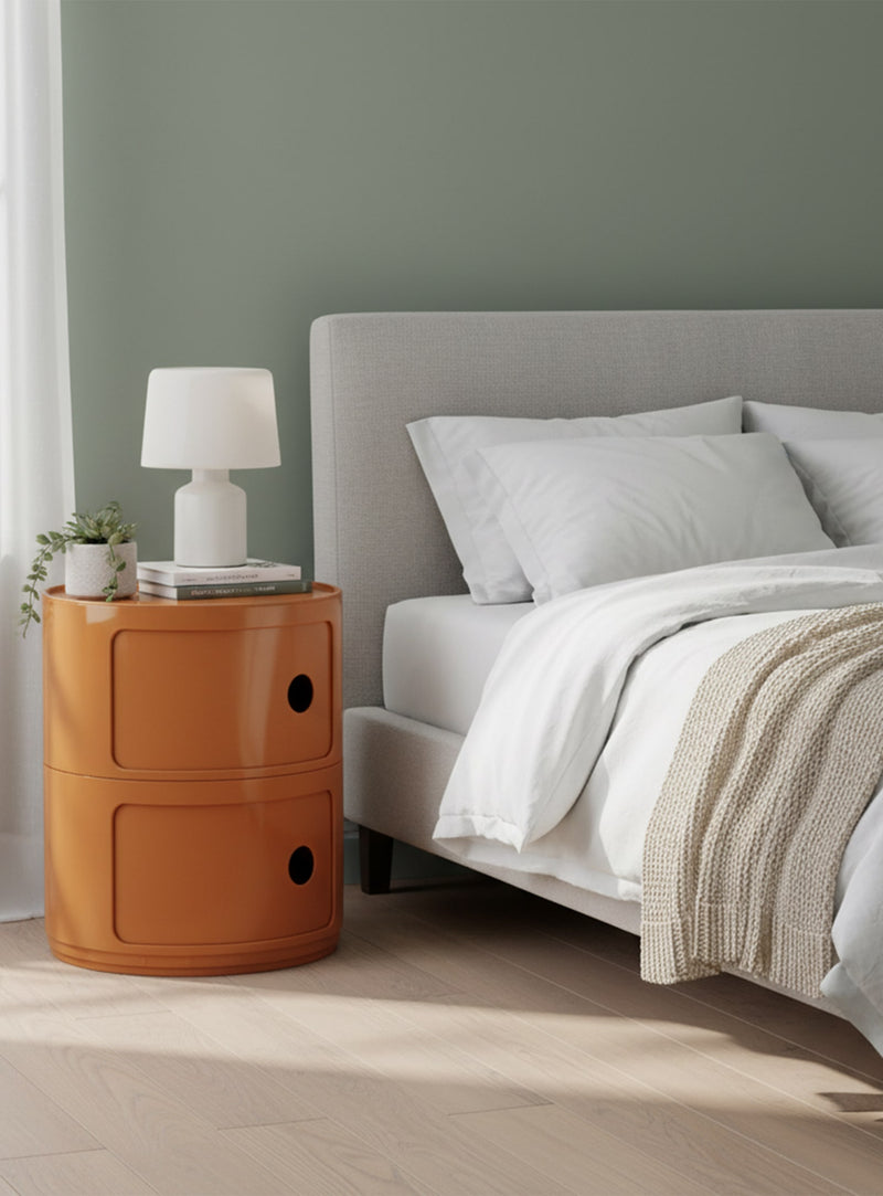 Table d’appoint Moderno 2 : design ingénieux, rangement pratique et durable. orange