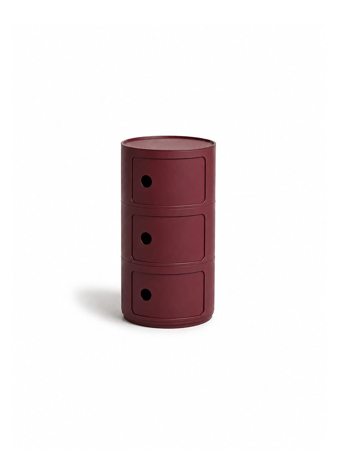 La table d’appoint Moderno 3 offre trois espaces de rangement dans un design compact et polyvalent. rouge foncé