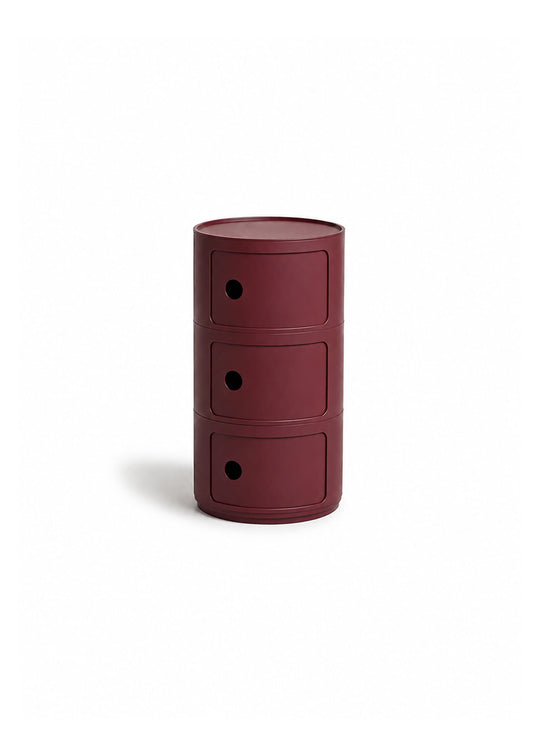 La table d’appoint Moderno 3 offre trois espaces de rangement dans un design compact et polyvalent. rouge foncé