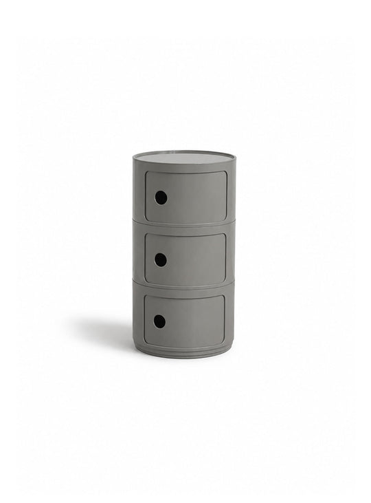 Table d’appoint Moderno 3 avec trois compartiments coulissants pour un rangement pratique et compact. gris foncé