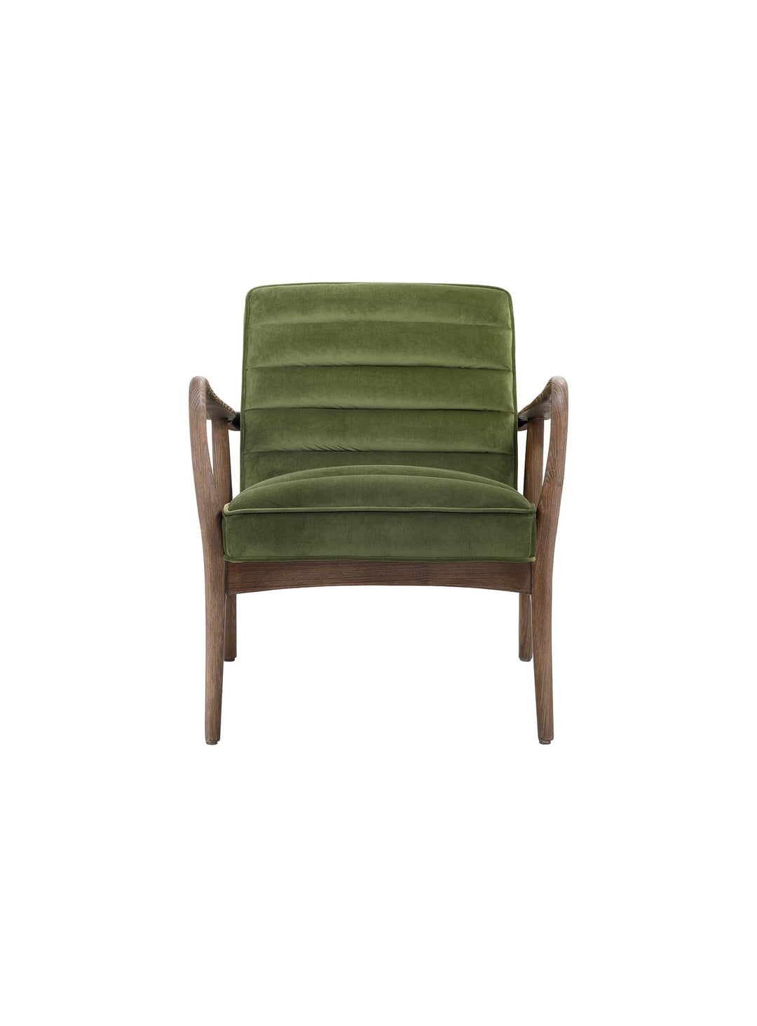 Anderson, fauteuil en velours vert à la structure en frêne solide.