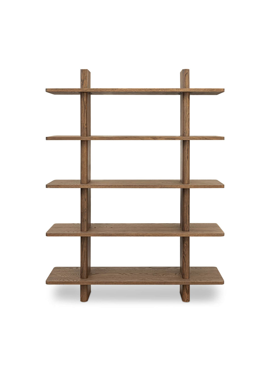 Bibliothèque Casey de Moe’s Home : 5 étagères spacieuses et modernes. Noyer.