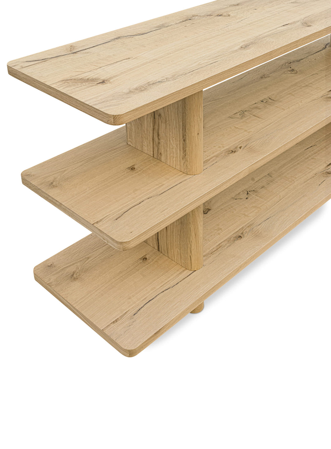 Moe’s Home Casey : bibliothèque aux bords arrondis et design raffiné. Naturel.