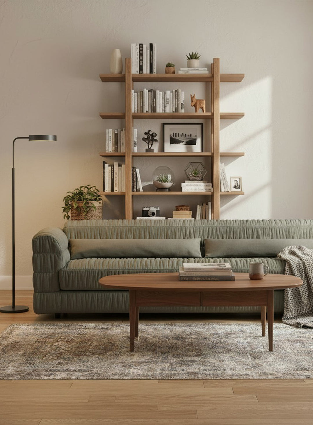 Moe’s Home Casey : bibliothèque élégante aux bords arrondis et raffinés. Naturel.