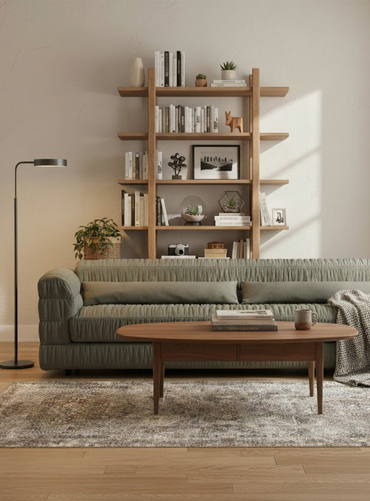 Moe’s Home Casey : bibliothèque élégante aux bords arrondis et raffinés. Naturel.