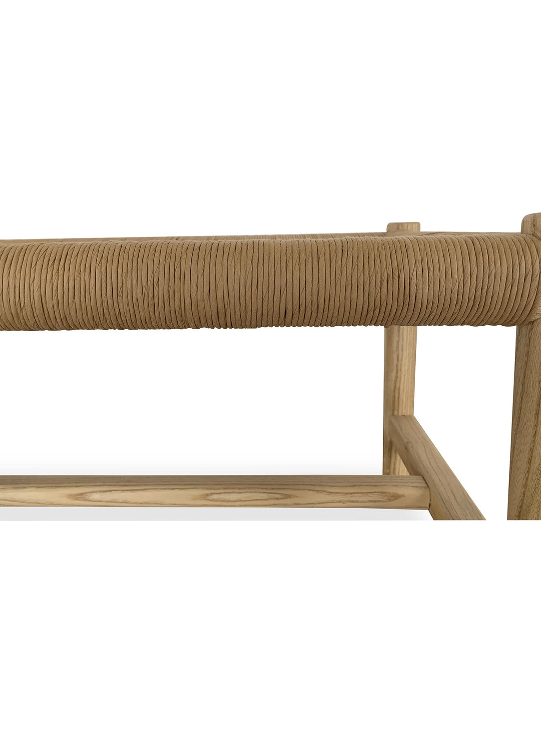 Le banc Hawthorn de Moe's Home : corde tressée et bois massif pour un style naturel.
