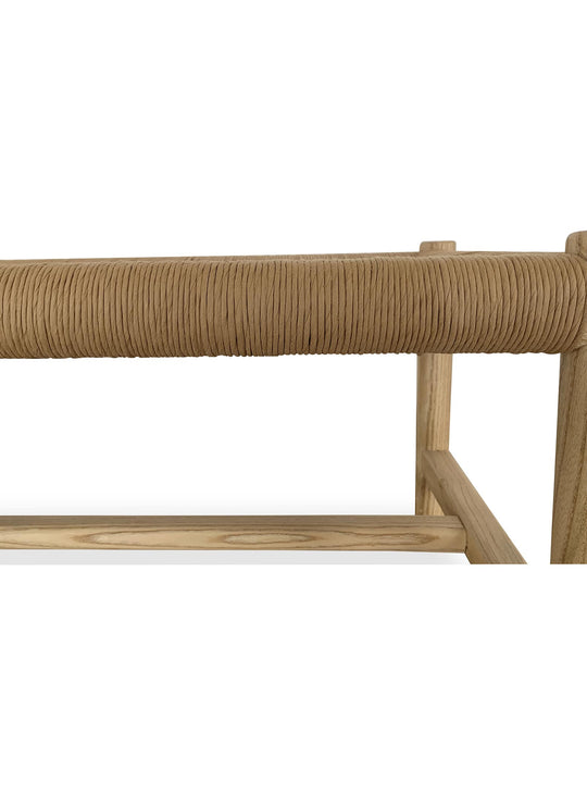 Le banc Hawthorn de Moe's Home : corde tressée et bois massif pour un style naturel.
