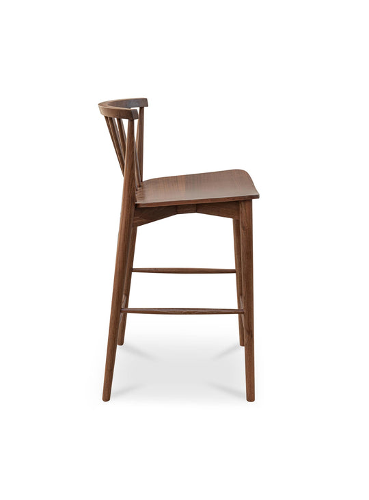 Moe’s Home Marley : tabouret de comptoir en bois massif au style intemporel. Noyer.