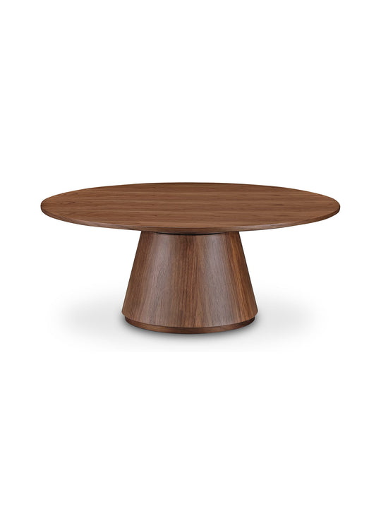 La table à café ronde Otago de Moe's Home, design contemporain en noyer. 