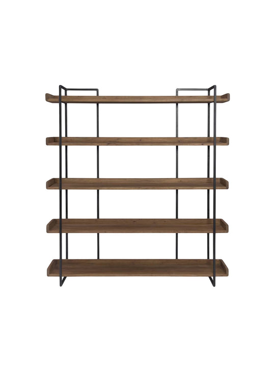 La bibliothèque Vancouver marie acacia et fer pour offrir 5 étagères de rangement contemporain.