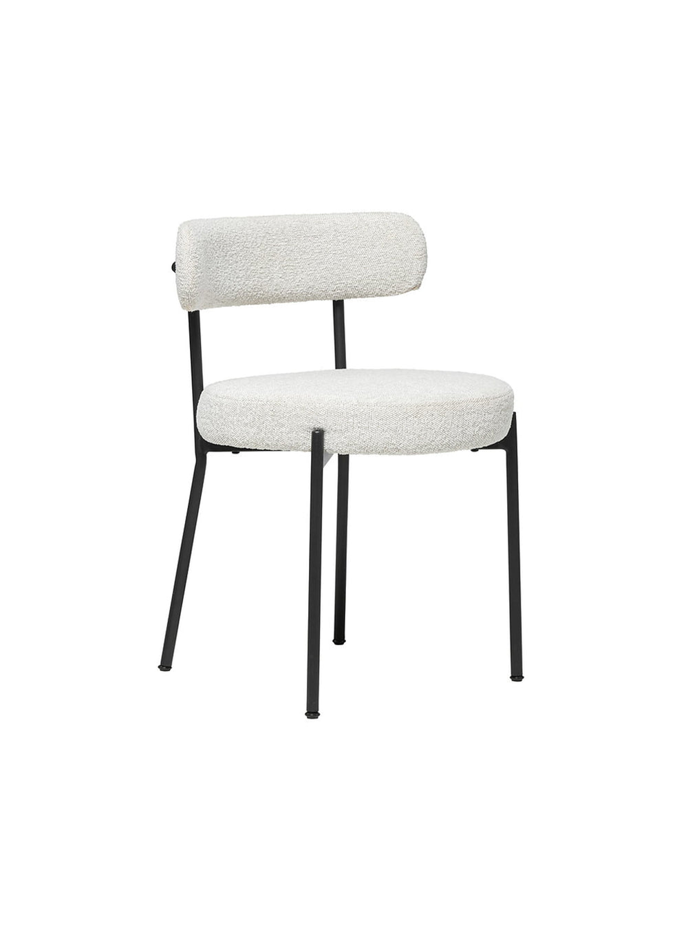 La chaise à dîner Nüspace Molly allie élégance, légèreté et confort en tissu bouclé. blanc