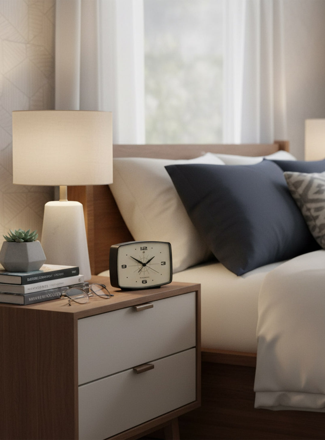 Réveil Brooklyn de Newgate : design rétro et boîtier noir élégant. Noir.