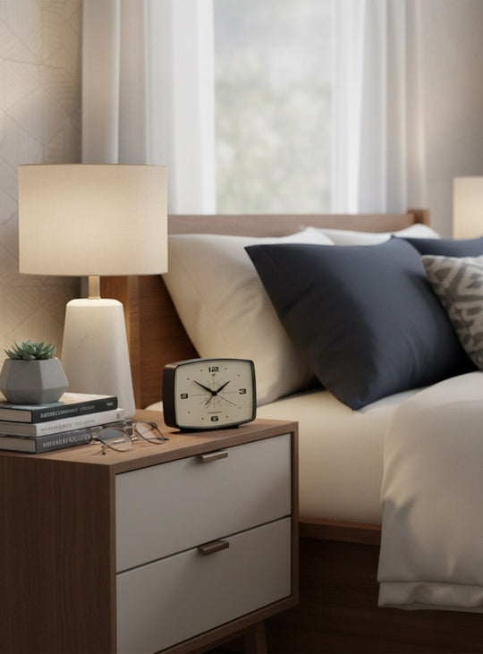 Réveil Brooklyn de Newgate : design rétro et boîtier noir élégant. Noir.