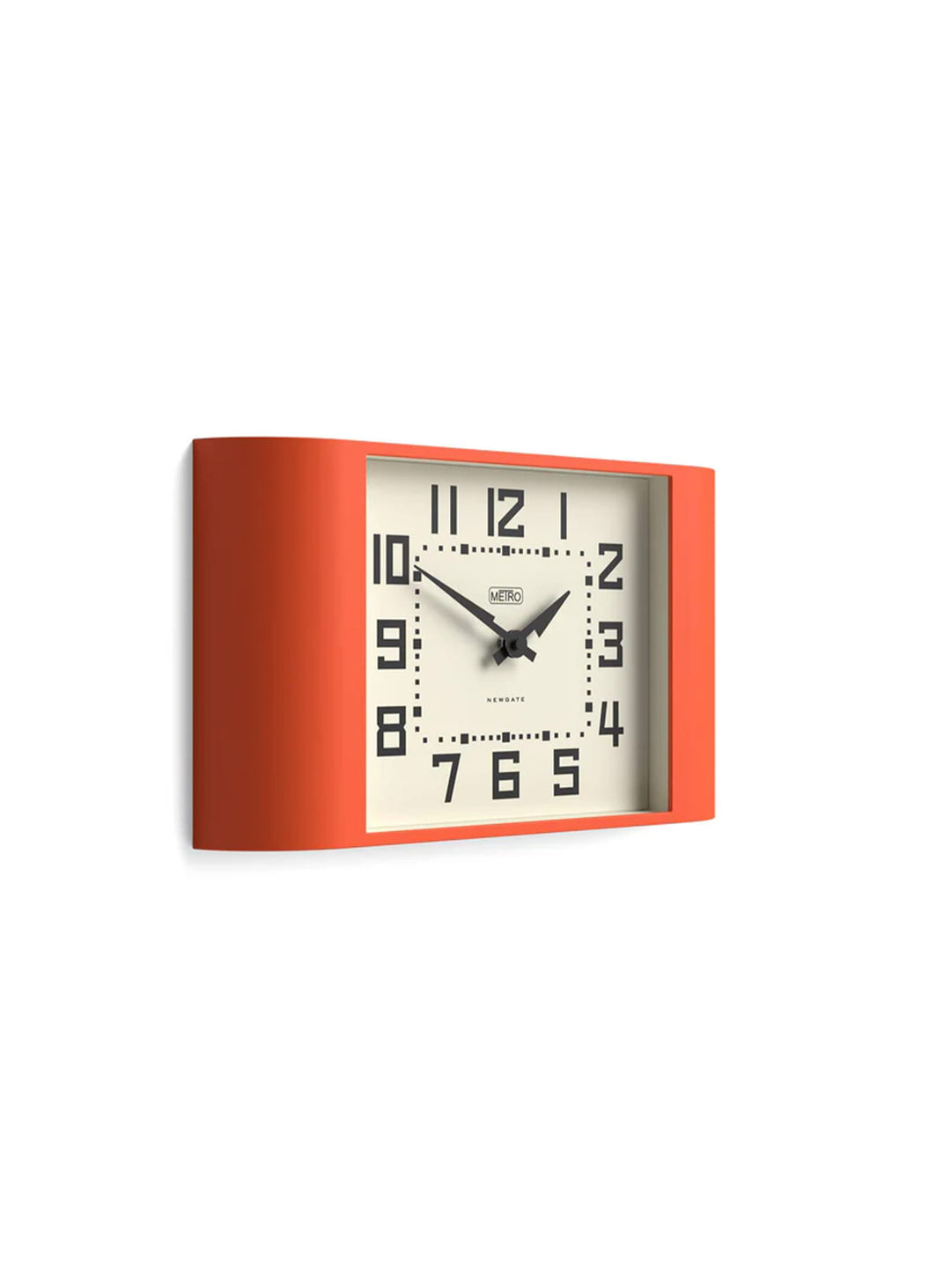 Horloge murale Metro Newgate : horloge murale vintage, design graphique et moderne. orange