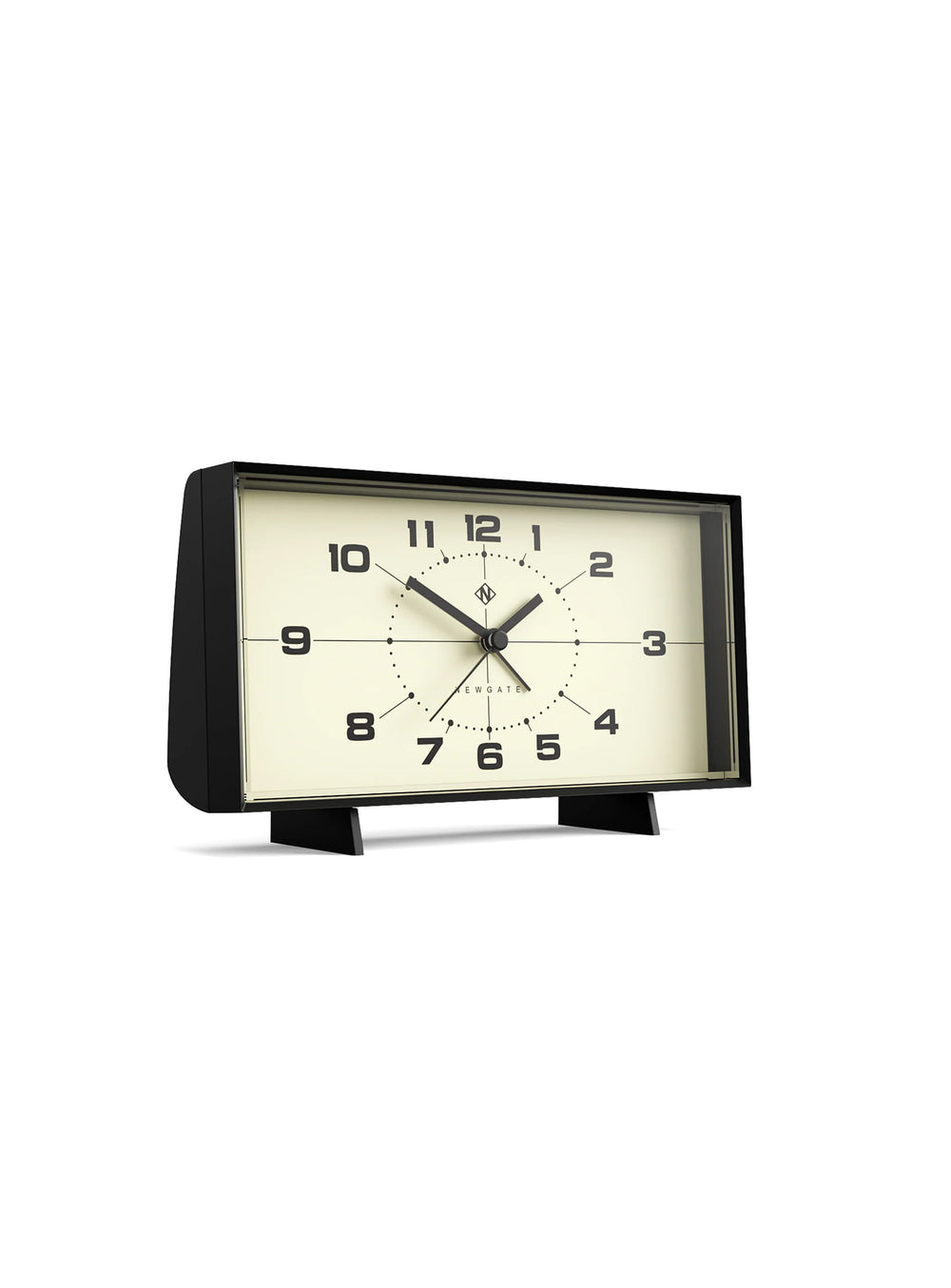 Réveil Wideboy Newgate : réveil vintage, cadran atomic et look mid-century. noir et creme