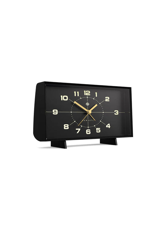 Réveil Wideboy Newgate : réveil design, style rétro et mouvement silencieux. noir