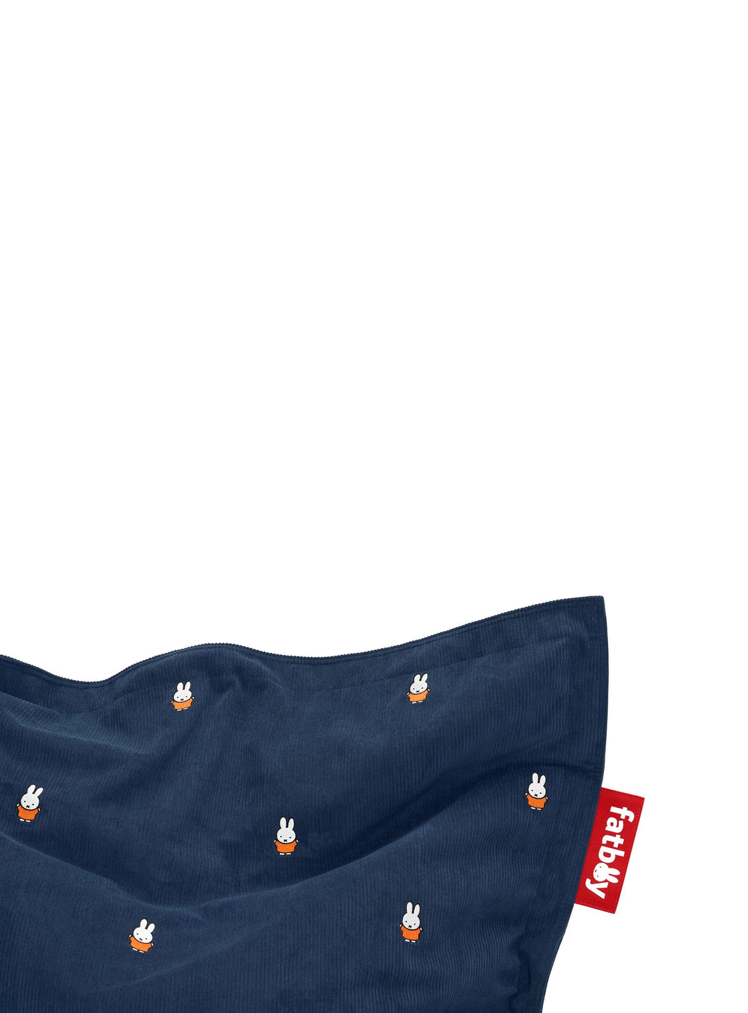 Pouf Slim Cord x Miffy en velours côtelé, motifs brodés et confort enveloppant. miffy