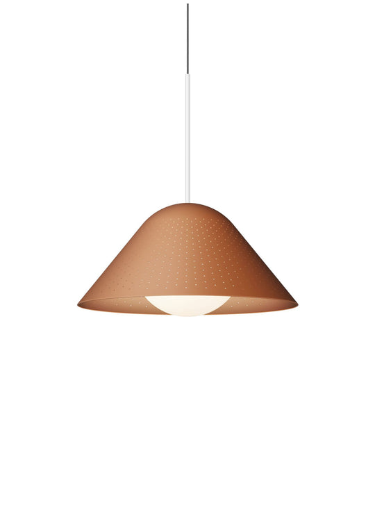 Lampe Bola Bell Pablo Designs, une suspension élégante disponible en plusieurs formats et teintes naturelles. argile