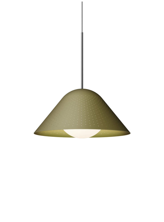 Suspension Bola Bell Pablo Designs, une lampe LED au style sculptural pour îlot, table ou espace de travail. mousse