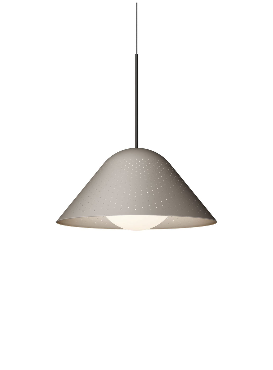 Suspension Bola Bell Pablo Designs, une pièce lumineuse élégante disponible en 12, 20 et 30 pouces. taupe