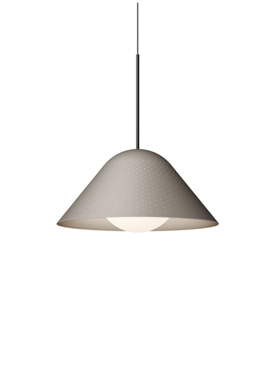 Suspension Bola Bell Pablo Designs, une pièce lumineuse élégante disponible en 12, 20 et 30 pouces. taupe