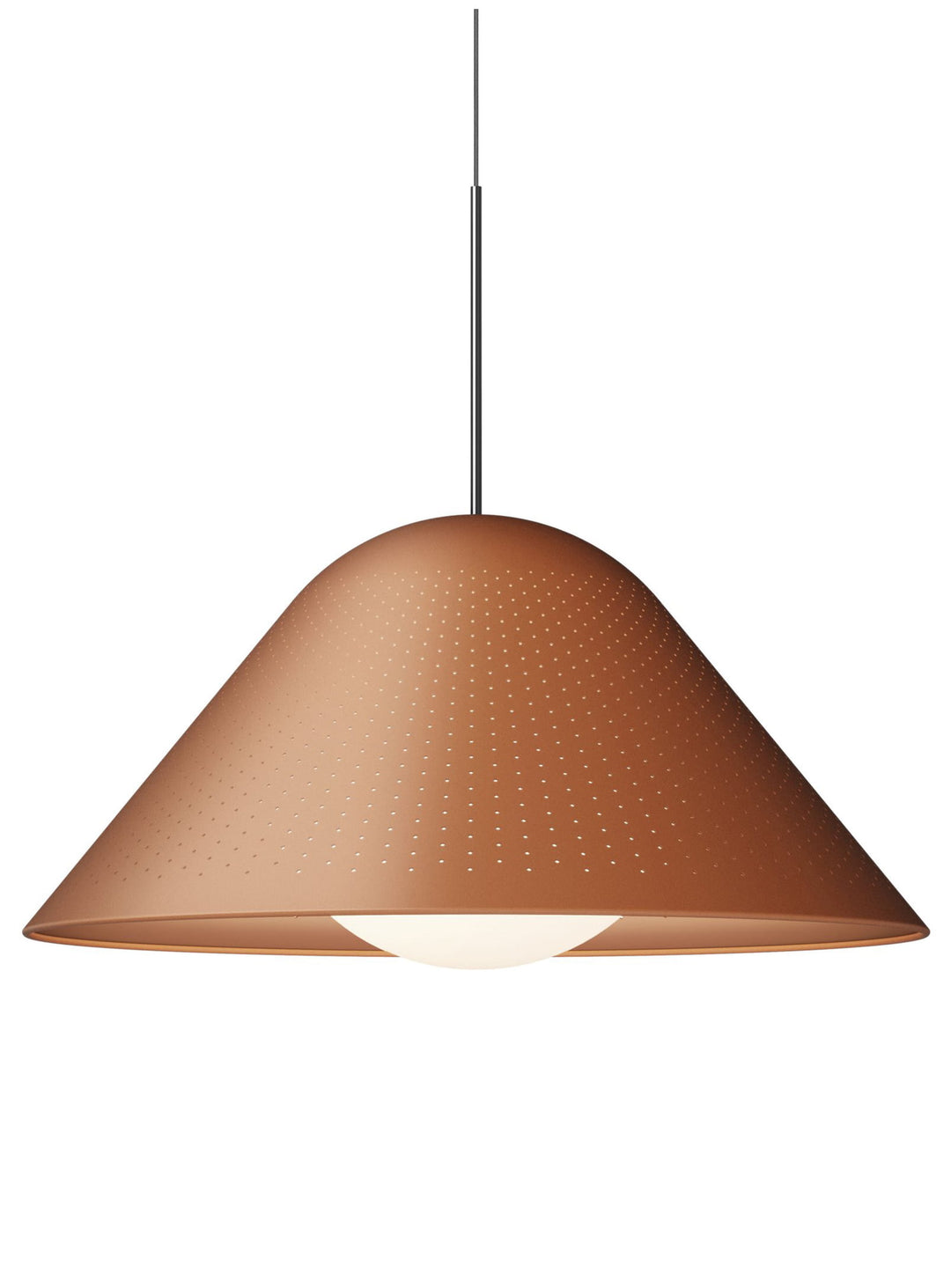 Lampe suspendue Bola Bell Pablo Designs, une création design aux jeux subtils d’ombres et de lumière. argile
