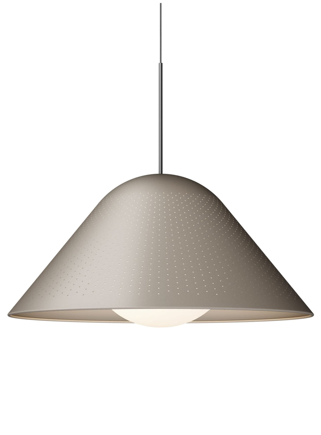Suspension Bola Bell Pablo Designs, idéale pour créer une ambiance douce et élégante au-dessus d’une table. taupe