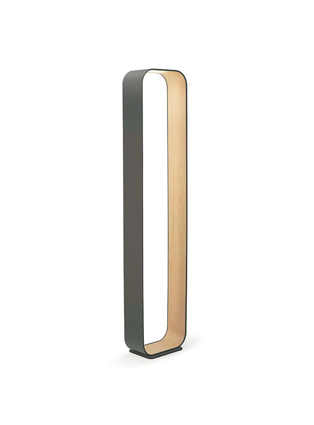 Découvrez la lampe sur pied Contour de Pablo Designs, au design ouvert qui combine lumière et espace d’exposition. graphite chene