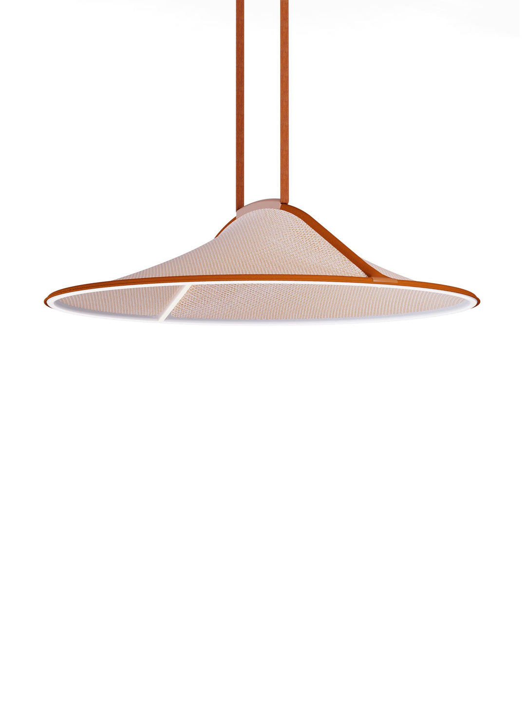 Découvrez la lampe suspendue Pantaya de Pablo Designs, un luminaire innovant en polyester 100 % recyclé. rouille 39