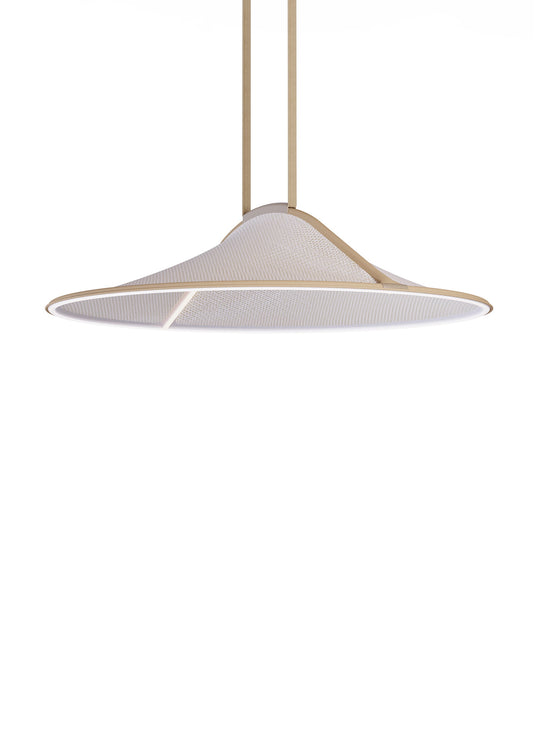 La lampe suspendue Pantaya de Pablo Designs offre un éclairage LED gradable et une lumière chaleureuse. sable, 39
