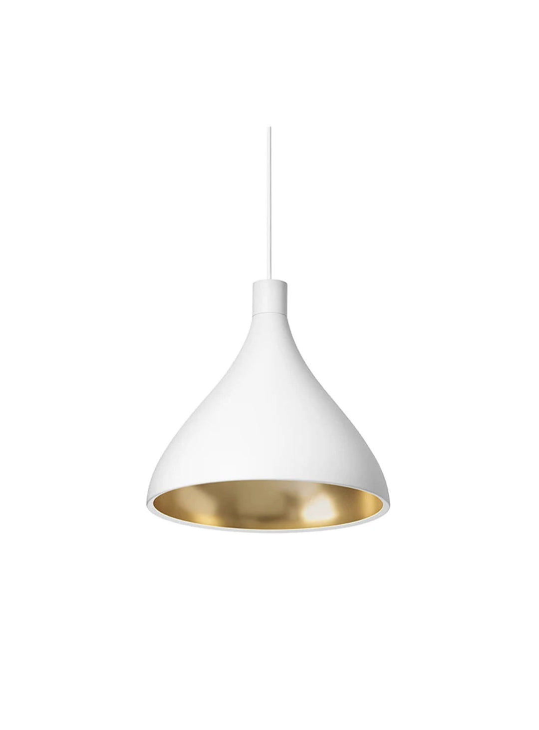 Lampe suspendue Pablo Designs Swell Medium, un luminaire LED aux lignes fluides pour intérieur et extérieur. blanc