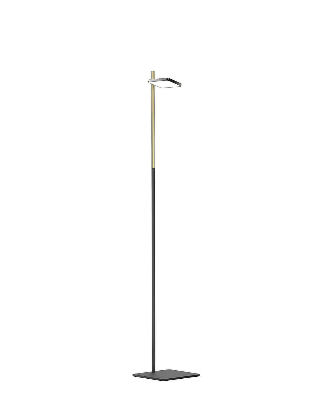 Créez un coin lecture confortable avec la lampe sur pied Talia de Pablo Designs et sa lumière antiéblouissante. noir et laiton