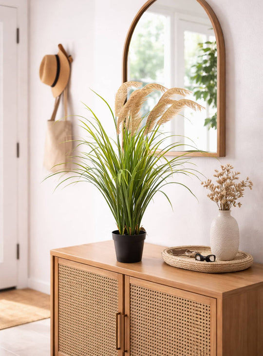 Plante artificielle Pampas aux plumes réalistes, élégante en intérieur comme en extérieur.