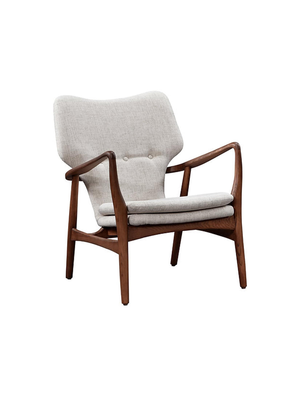 Peggy, fauteuil élégant au design mid-century avec revêtement doux et base robuste. Beige.