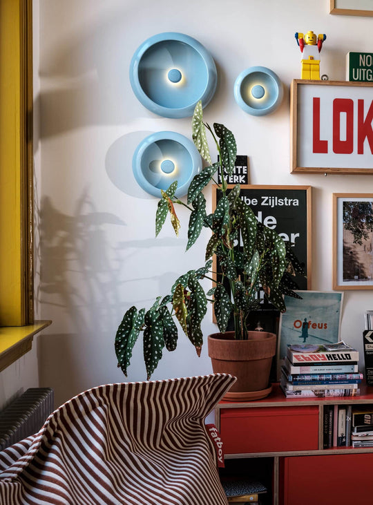 Pouf Slim Terry cosy et graphique, tissu rayé doux et intemporel. cognac et crème