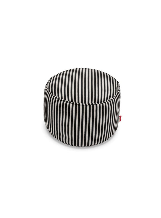 Pouf Point Terry de Fatboy en éponge douce, assise confortable et entretien facile. noir et crème