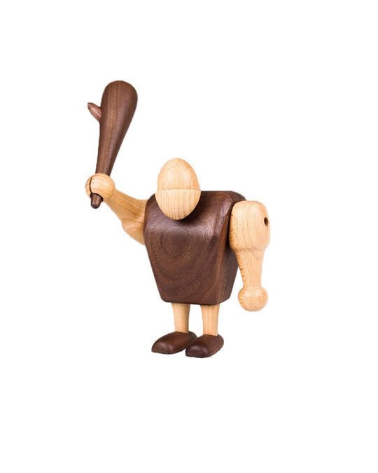 Figurines en bois, vie quotidienne des premiers humains sculptée avec soin. gourdin