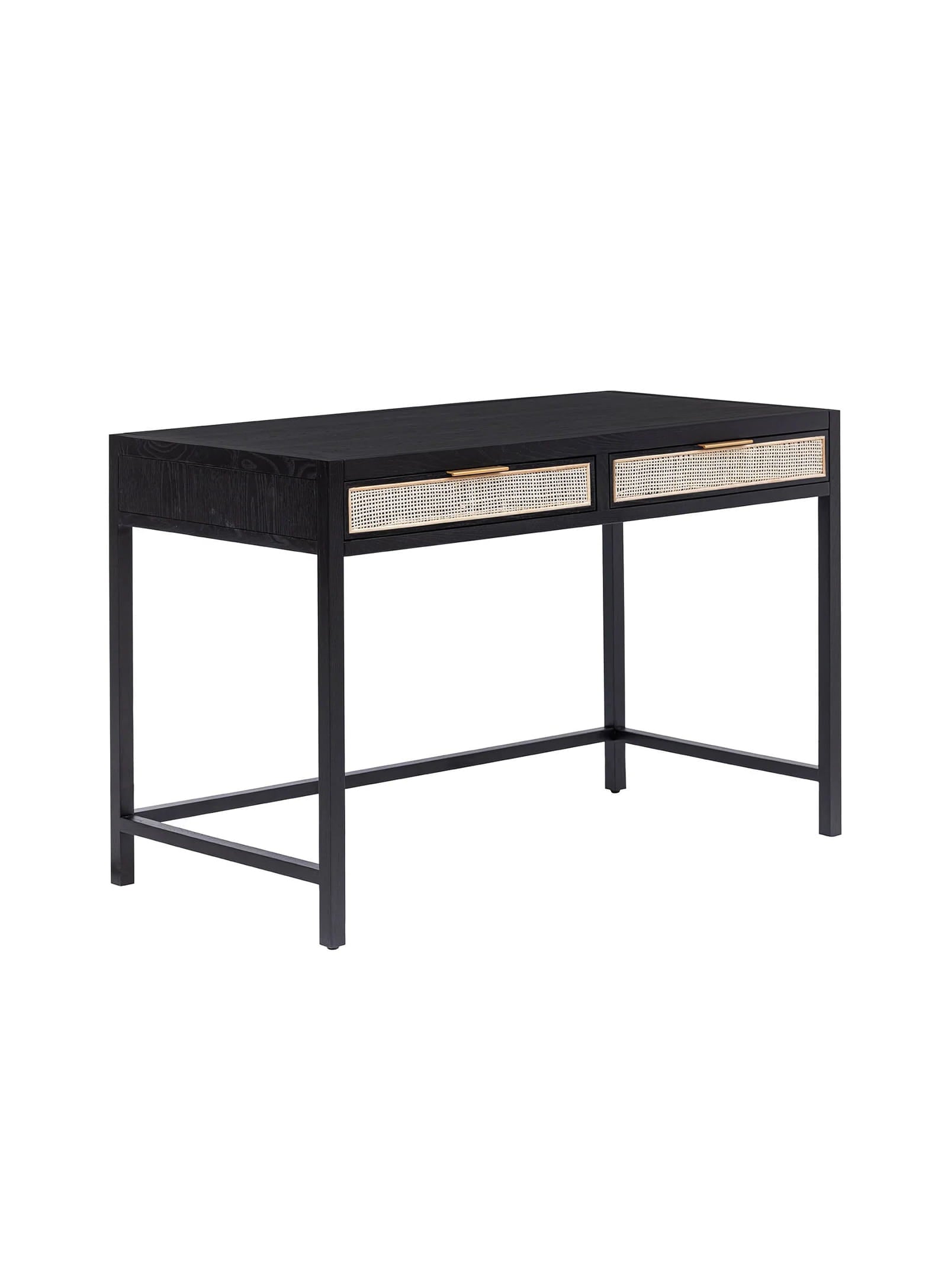 Rattan: Wooden and wicker desk with 2 drawers – Nüspace