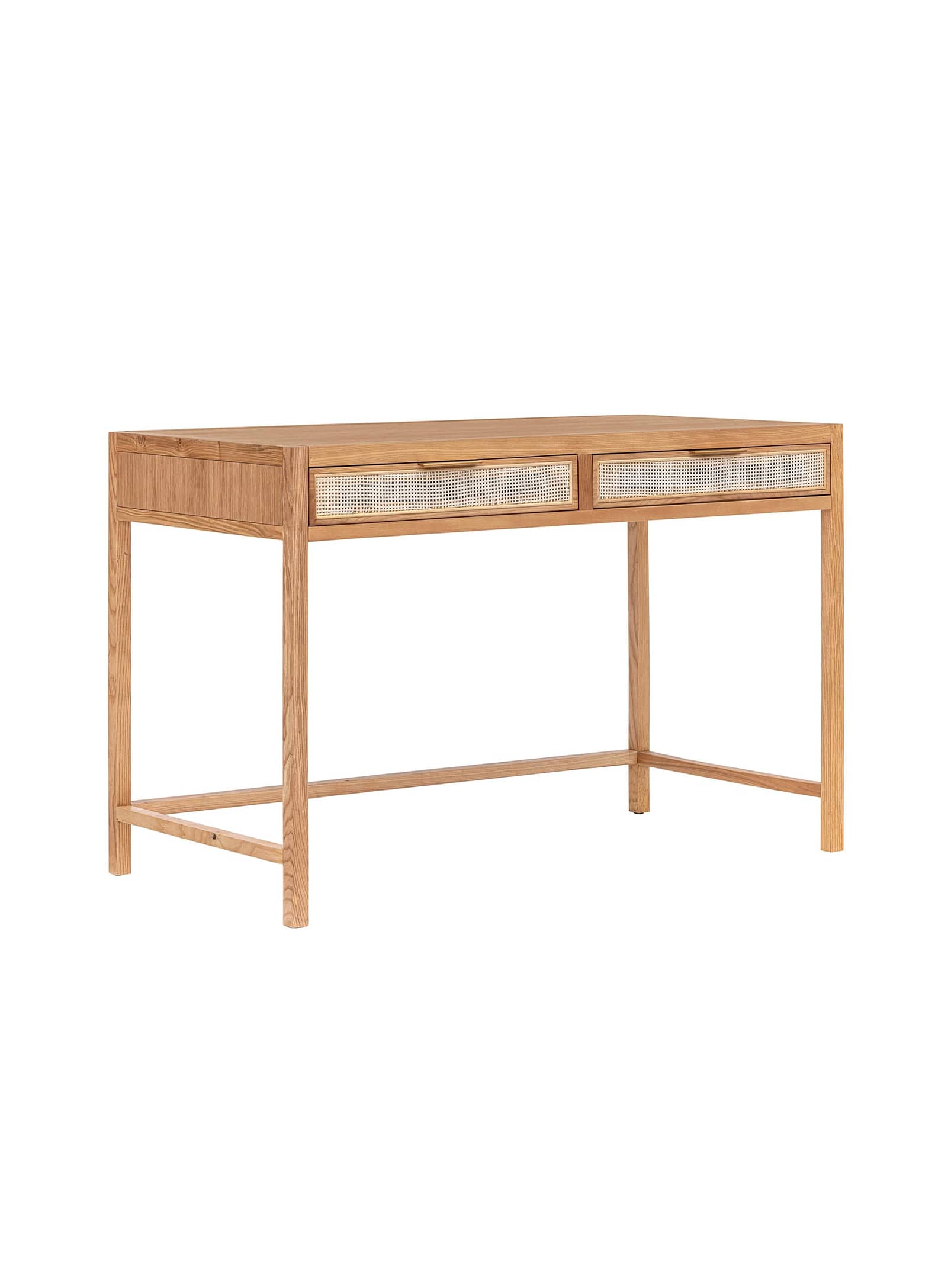 Rattan: Wooden and wicker desk with 2 drawers – Nüspace