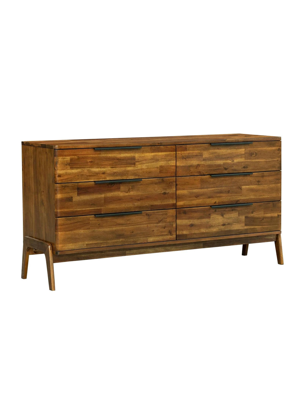Commode à 6 tiroirs Remix : finition en bois d’acacia et design apaisant.