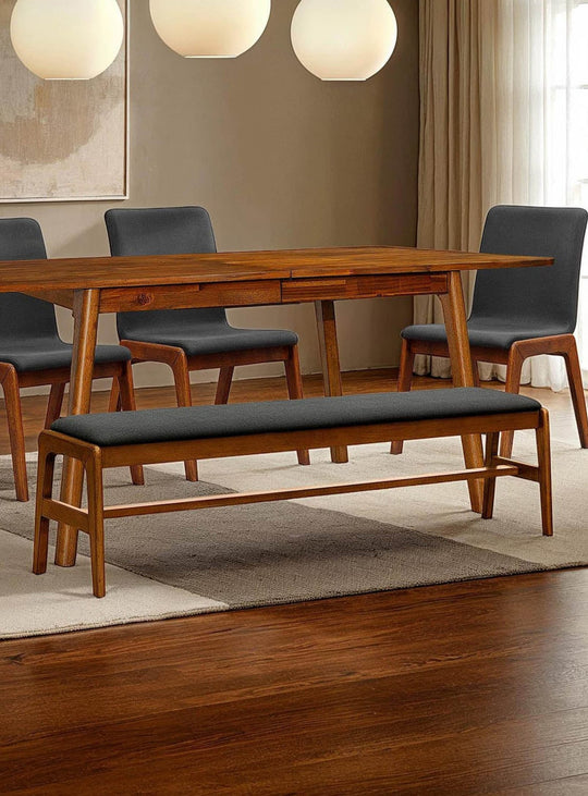 Banc Remix : silhouette légère et structure en acacia massif. Gris.