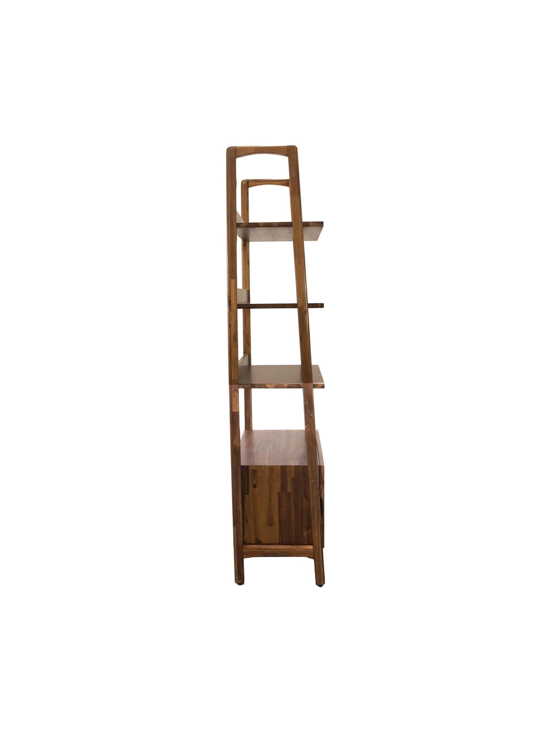 Bibliothèque Remix au style Mid-century en bois massif d'acacia avec rangement ouvert et fermé.